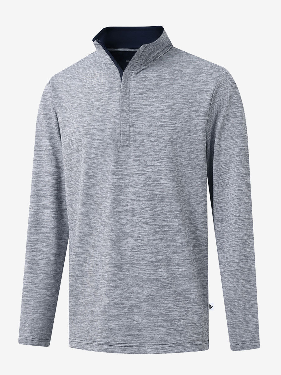 Heather Pinstripe Brushed Dry Fit Quarter Zip Pullover