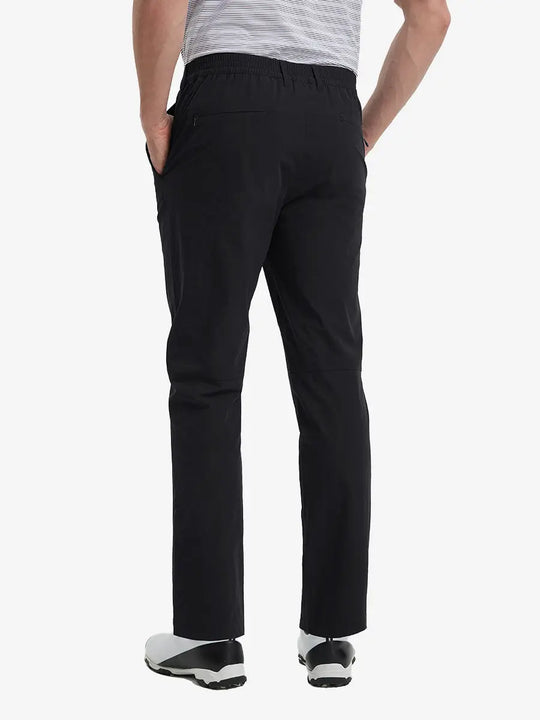 Rear lower leg view of Performance Water Resistant Pants in BLACK，showing fabric texture and fit.