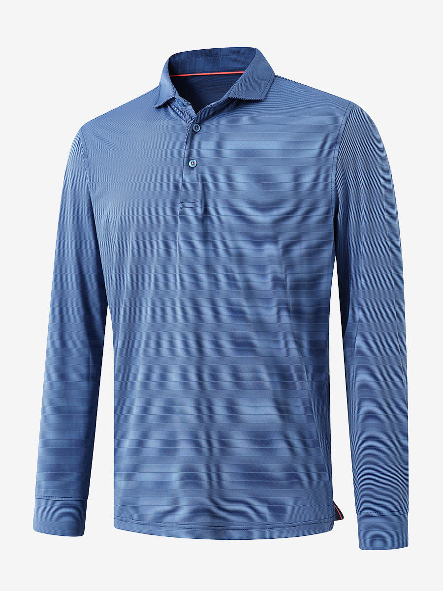 Long Sleeve Pinstripe Jersey Polo