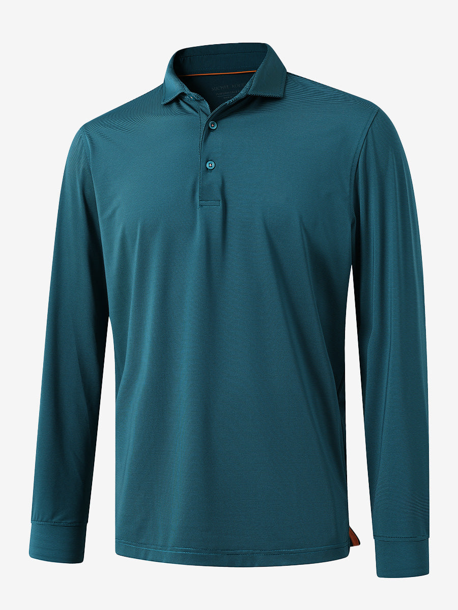 Long Sleeve Pinstripe Jersey Polo