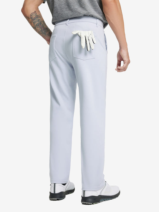 GLACIER GREY Water-Resistant Fleece Lined Pants, back lower body view with golf glove in rear pocket
