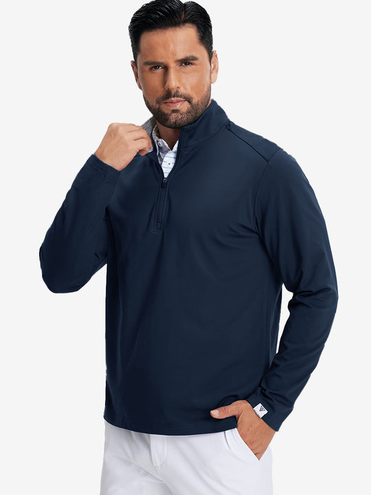 Classic Solid Pocket Fleece Quarter Zip Pullover