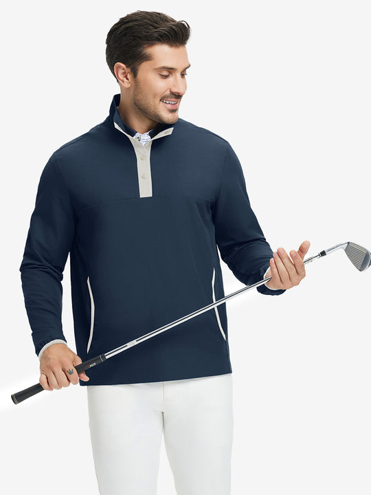 Mock Neck Quarter Button Golf Pullover