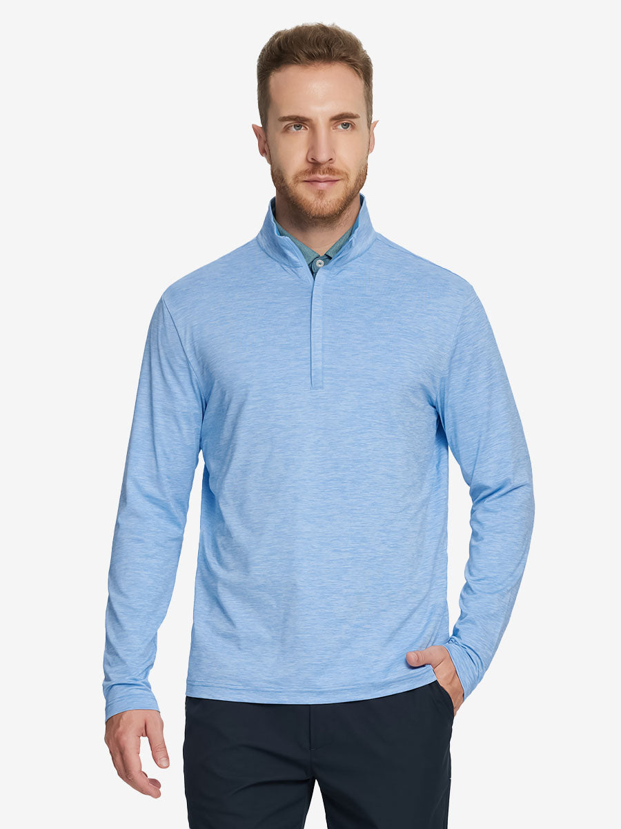 Heather Pinstripe Brushed Dry Fit Quarter Zip Pullover
