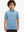 MAELREG Youth Polo – half-body front view, neutral pose in Green Ash Stripe