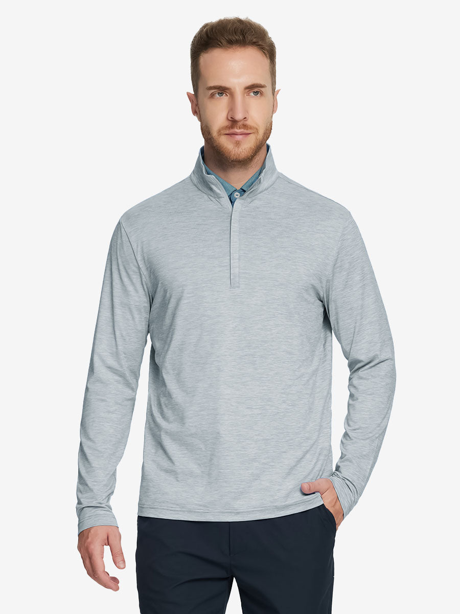 Heather Pinstripe Brushed Dry Fit Quarter Zip Pullover