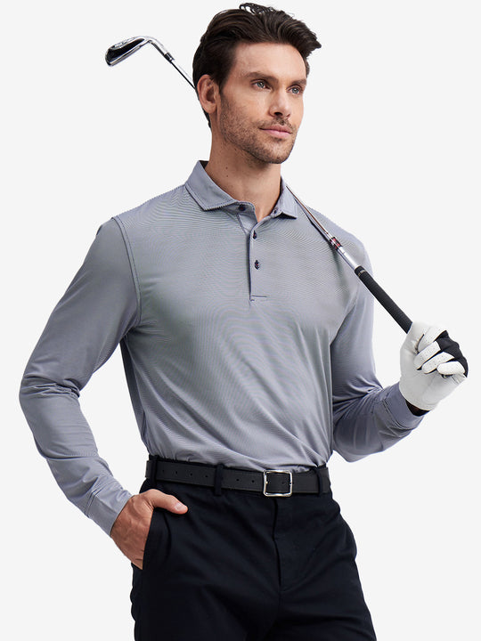 Long Sleeve Pinstripe Jersey Polo