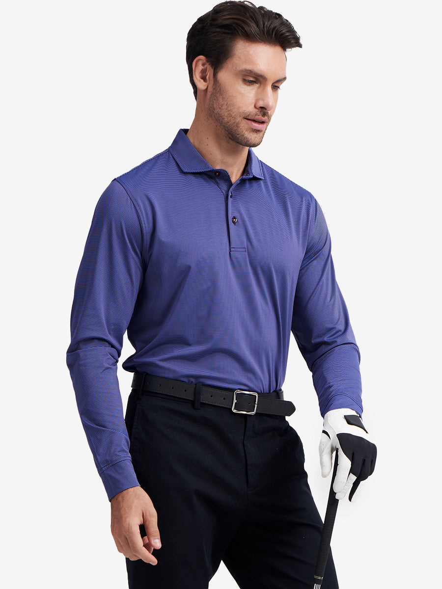 Long Sleeve Pinstripe Jersey Polo