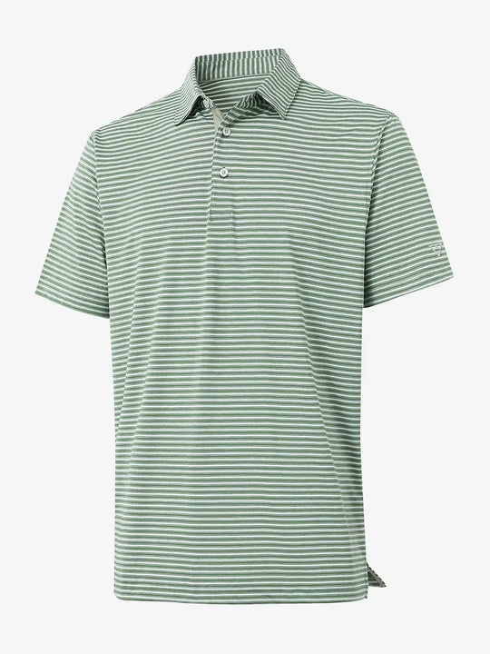 3D view of Sport Fit Stripe Polo in Dark Green Stripe