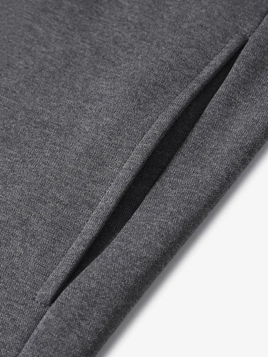 Side pocket detail of Neutral Grey Heather hoodie with neat stitching and practical design