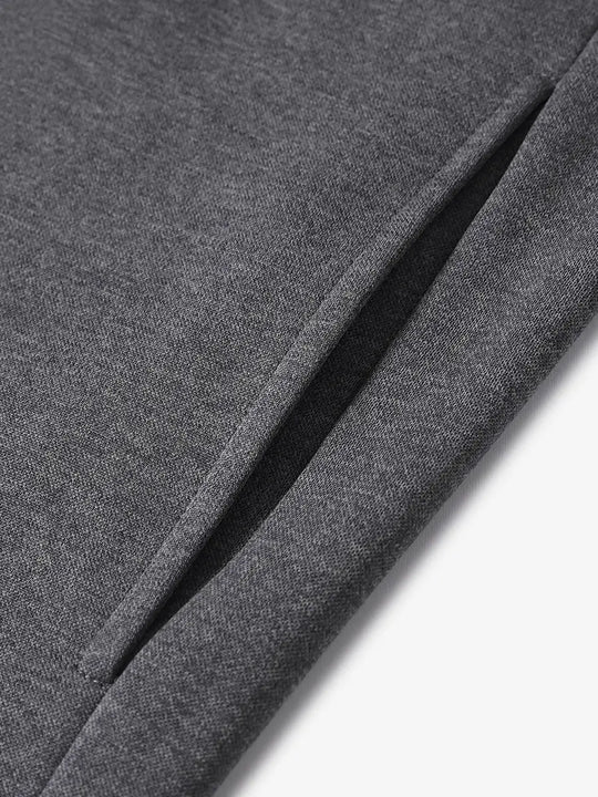 Side pocket detail of Neutral Grey Heather hoodie with neat stitching and practical design